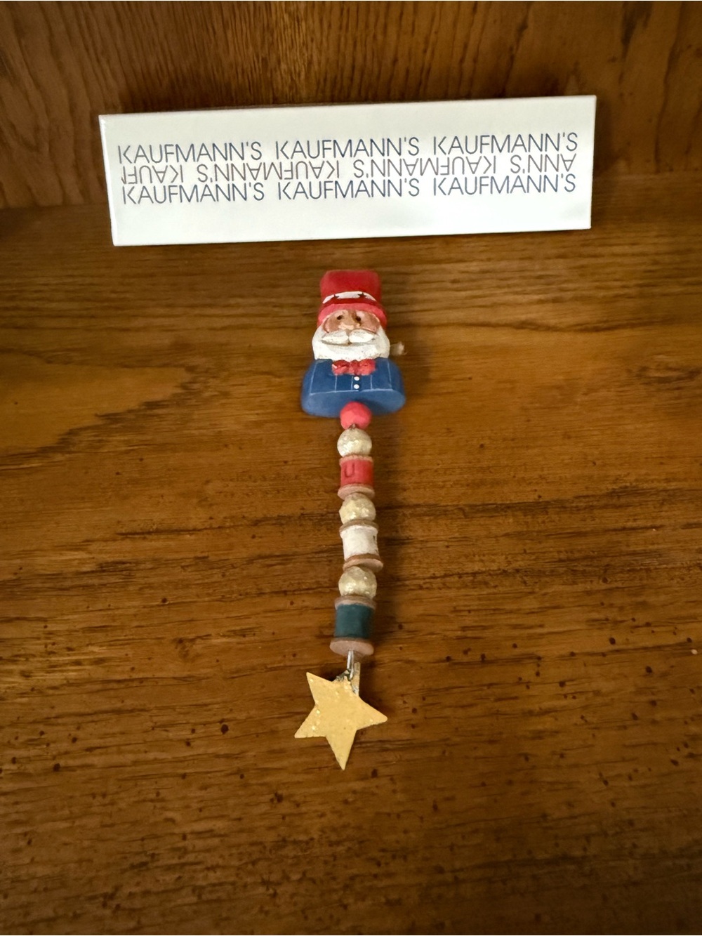 Eddie Walker Santa Beaded Star Ornament - Red, Blue, Gold